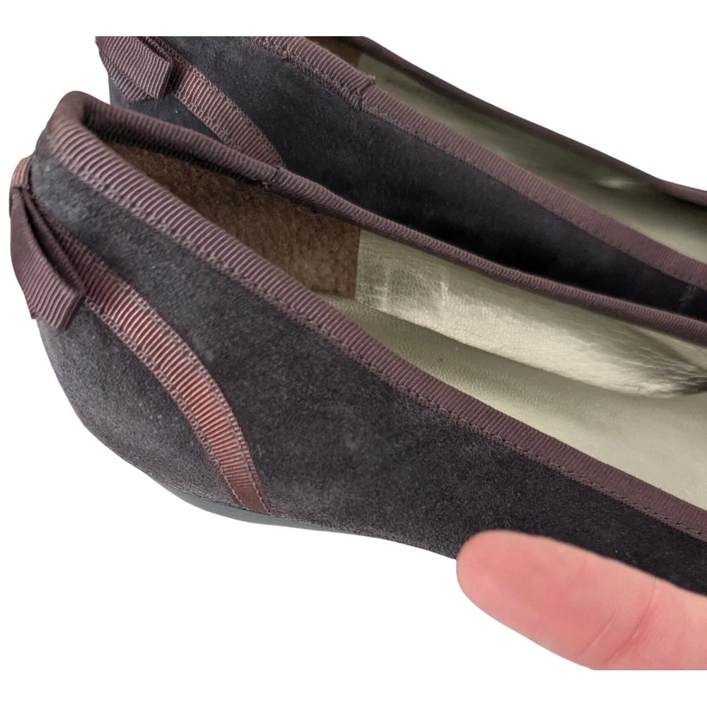 Talbots‎ Purple Suede Ballet Flat 7B Bow Preppy Classic Minimalist Parisian Chic